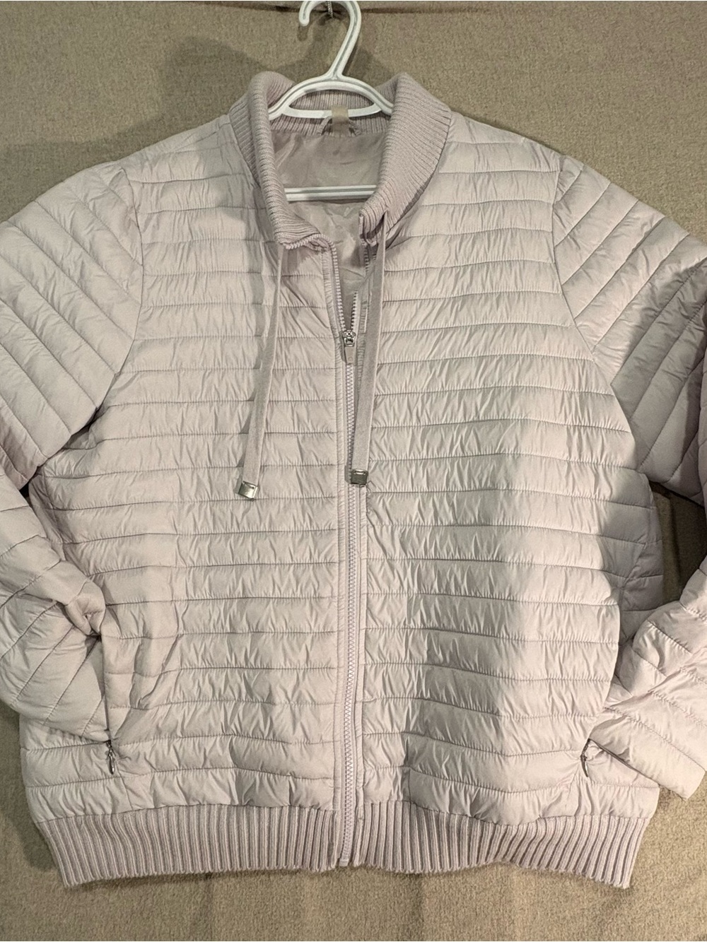Hyba Women's Quilted Light Mauve Bomber Jacket with Drawstring Collar XXL